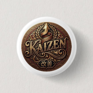 Badge Rond 2,50 Cm Bouton Kaizen Crest Vintage | Amélioration Continu