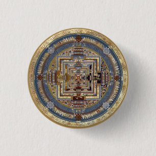 Badge Rond 2,50 Cm Bouton Kalachakra Mandala B