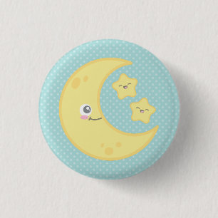 Badge Rond 2,50 Cm Bouton Kawaii Moon et Stars