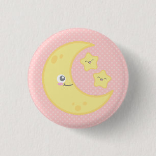 Badge Rond 2,50 Cm Bouton Kawaii Moon et Stars