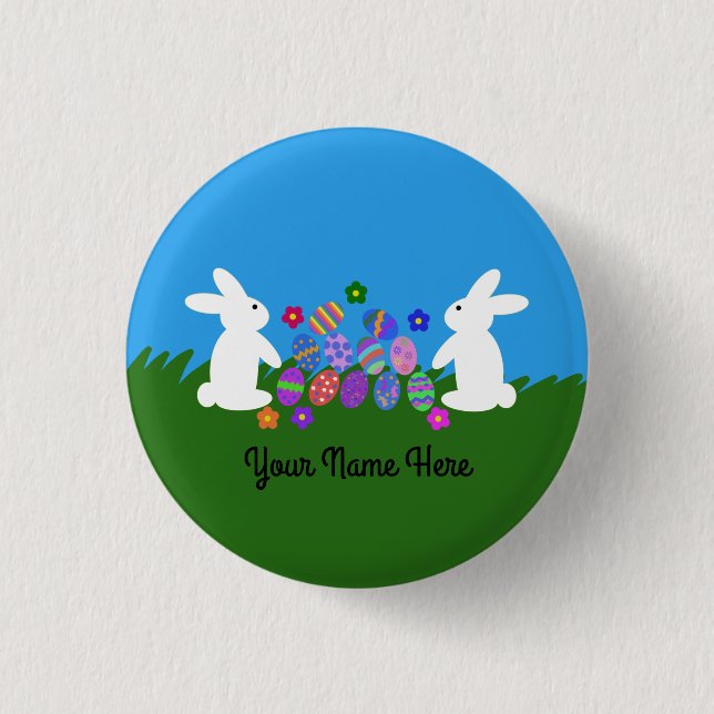 Badge Rond 2,50 Cm Bouton Lapin de Pâques #1 (Devant)