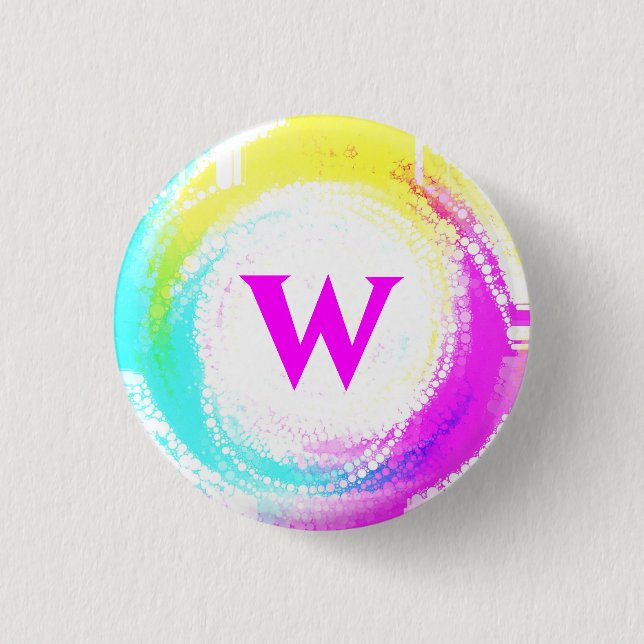 Badge Rond 2,50 Cm Bouton Lettre W (Devant)