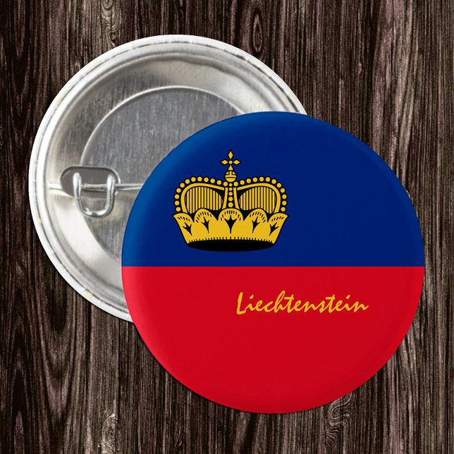 Badge Rond 2,50 Cm Bouton Liechtenstein, drapeau patriotique Liechten (Créateur téléchargé)