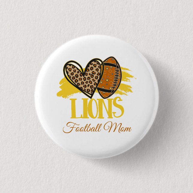 Badge Rond 2,50 Cm Bouton Lions Football Maman Personnalisable (Devant)
