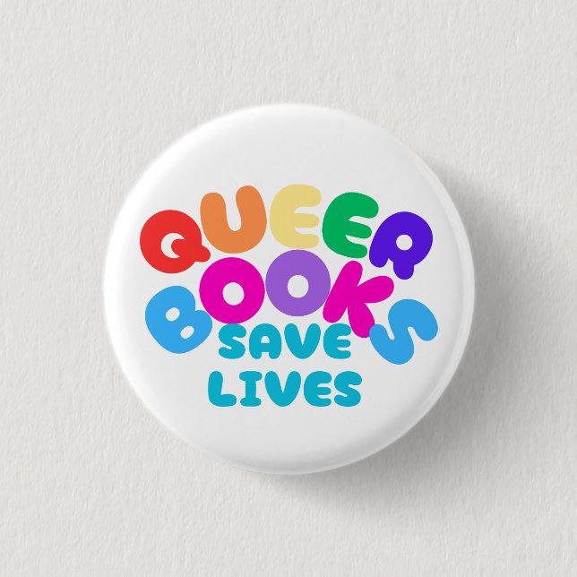 Badge Rond 2,50 Cm Bouton Livres Queer Save Lives (Devant)