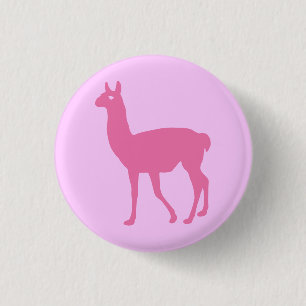 Badge Rond 2,50 Cm Bouton Llama rose