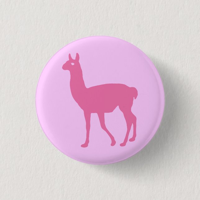Badge Rond 2,50 Cm Bouton Llama rose (Devant)