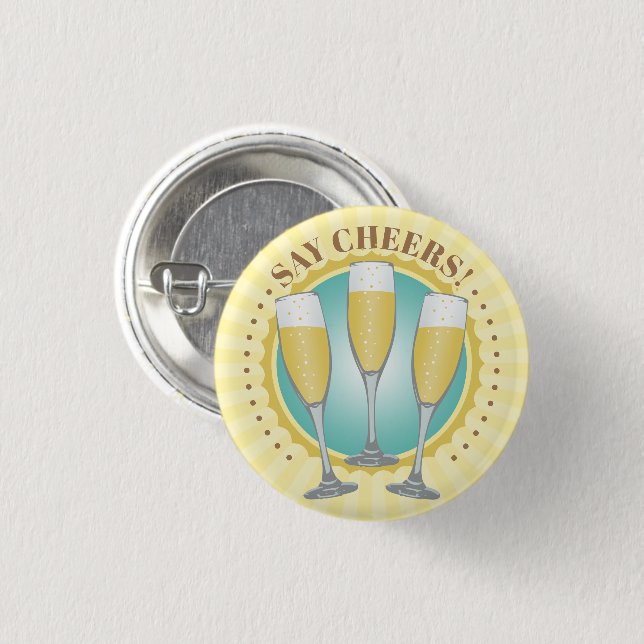 Badge Rond 2,50 Cm Bouton Lunettes de Champagne (Devant & derrière)