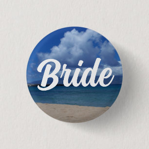 Badge Rond 2,50 Cm Bouton Mariée vue océan Hawaii