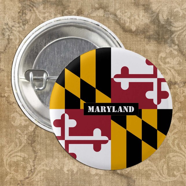 Badge Rond 2,50 Cm Bouton Maryland, mode patriotique Maryland Drapeau (Créateur téléchargé)
