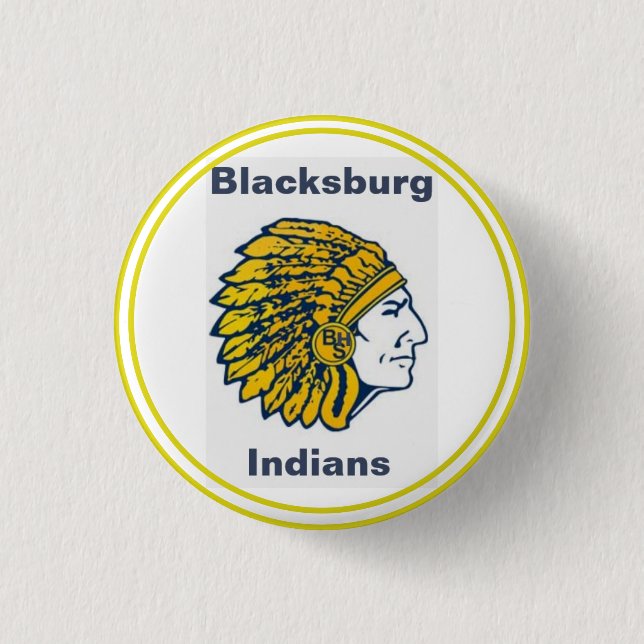 Badge Rond 2,50 Cm Bouton {Mascot} indien du lycée de Blacksburg (Devant)