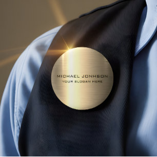Badge Rond 2,50 Cm Bouton métallique en acier inoxydable or