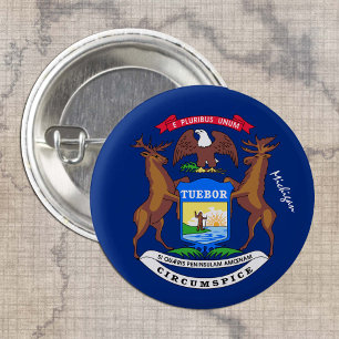 Badge Rond 2,50 Cm Bouton Michigan, patriotique Michigan Drapeau mode