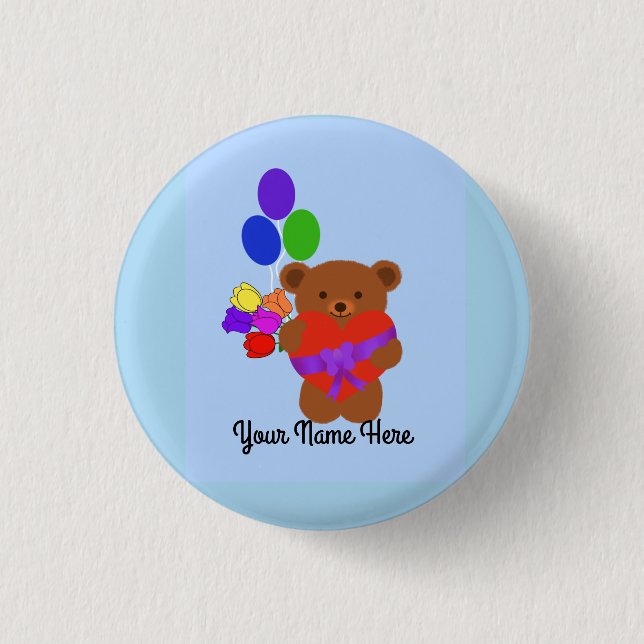 Badge Rond 2,50 Cm Bouton mignon ours en peluche n° 4 (Devant)