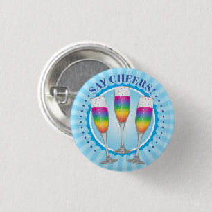 Badge Rond 2,50 Cm Bouton Mimosa Rainbow Champagne Glasses