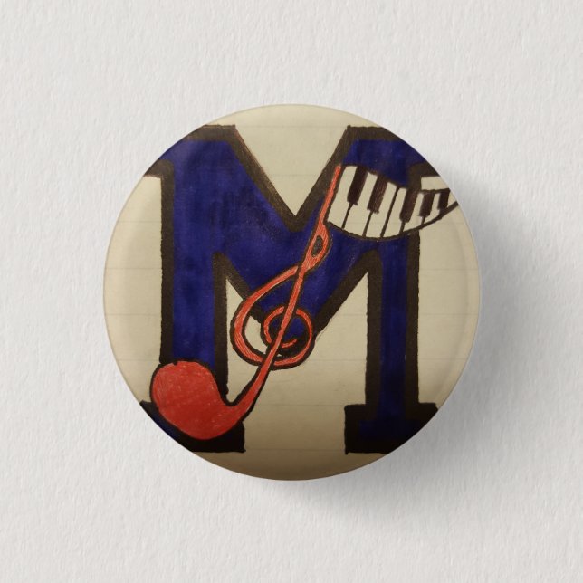 Badge Rond 2,50 Cm Bouton musical (Devant)
