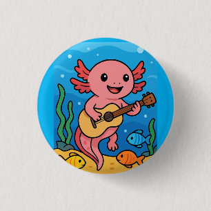Badge Rond 2,50 Cm Bouton Musicien Axolotl