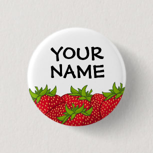 Badge Rond 2,50 Cm Bouton Nom du club de fraises