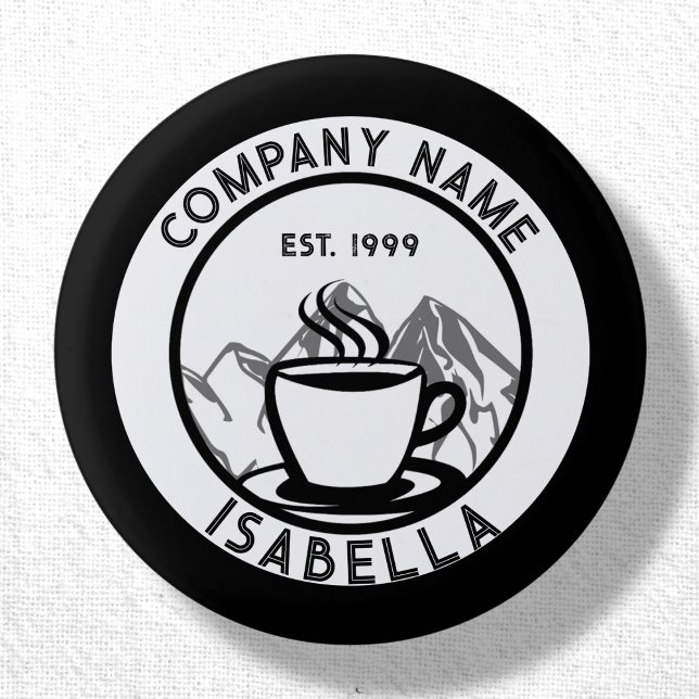 Badge Rond 2,50 Cm Bouton Nom du personnel Barista personnalisé (Créateur téléchargé)