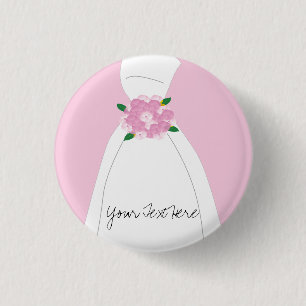 Badge Rond 2,50 Cm Bouton nuptiale rose