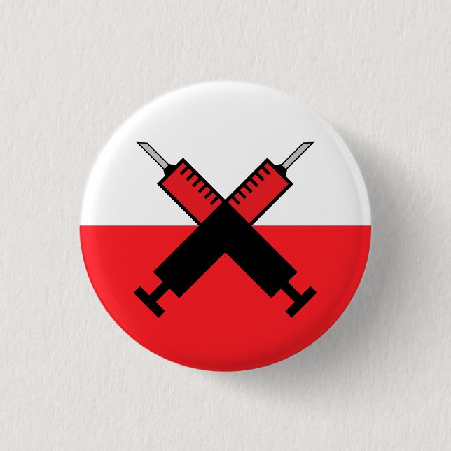 BADGE ROND 2,50 CM BOUTON OBTENIR VACCINÉ (Devant)