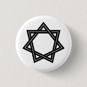 Badge Rond 2,50 Cm Bouton obtus de Heptagram (noir)
