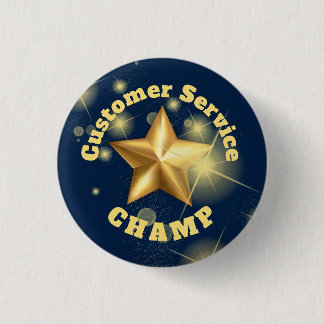 Badge Rond 2,50 Cm Bouton or étoile du champion du service client