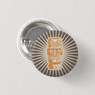 Badge Rond 2,50 Cm Bouton Orange Tiki Man