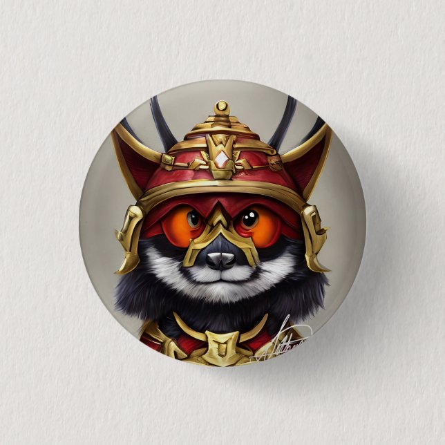 Badge Rond 2,50 Cm bouton panda rouge guerrier unique (Devant)
