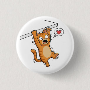 Badge Rond 2,50 Cm Bouton Panique Chat Suspendu