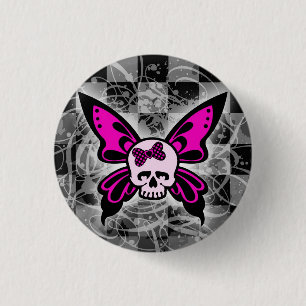 Badge Rond 2,50 Cm Bouton papillon du crâne