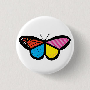 Badge Rond 2,50 Cm Bouton papillon moderne