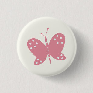 Badge Rond 2,50 Cm Bouton Papillon Rouge