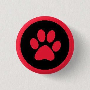 Badge Rond 2,50 Cm Bouton Pawprint en rouge et noir