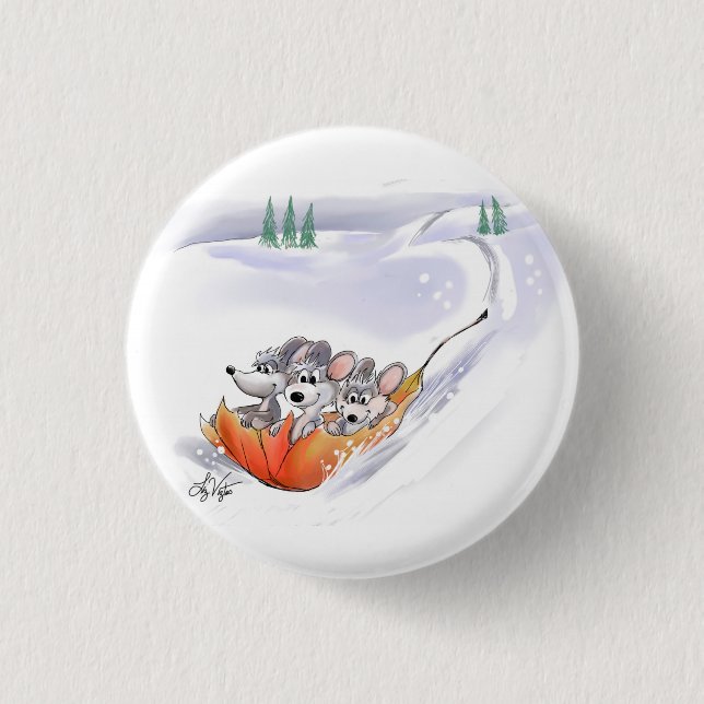 Badge Rond 2,50 Cm Bouton Paysage de vacances d'hiver de Mic, Mac et  (Devant)
