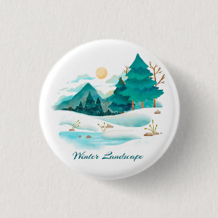 Badge Rond 2,50 Cm Bouton Paysage d'hiver