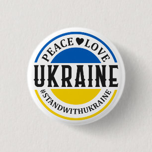 Badge Rond 2,50 Cm Bouton Peace Love Ukraine