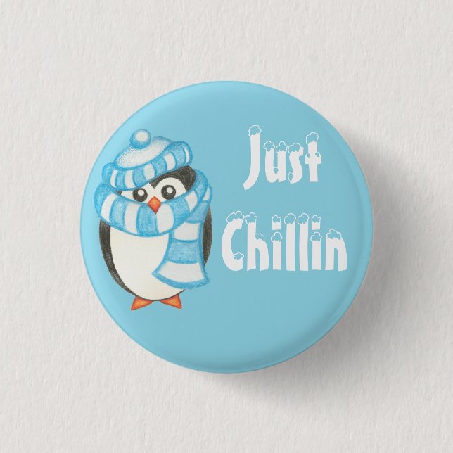 Badge Rond 2,50 Cm Bouton Penguin de Noël (Devant)