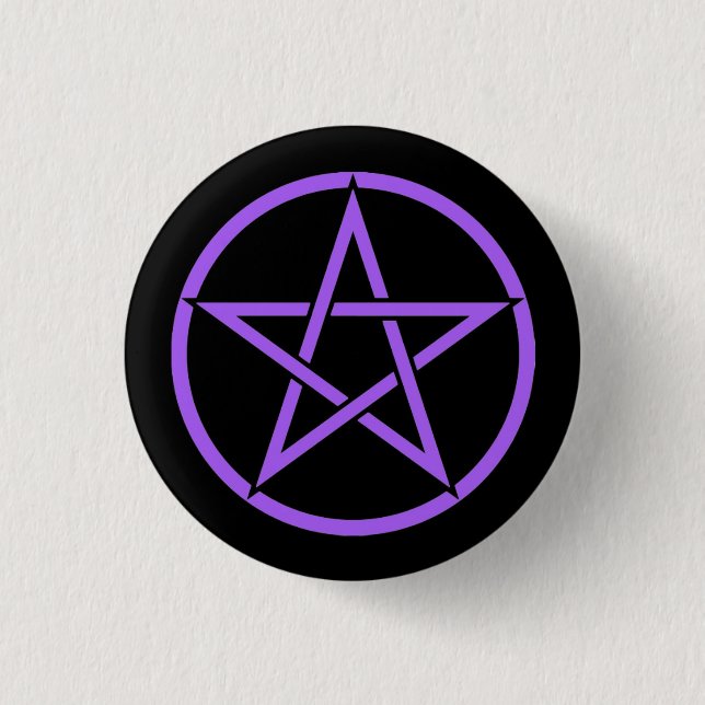 Badge Rond 2,50 Cm Bouton Pentagramme noir et violet (Devant)