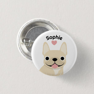 Badge Rond 2,50 Cm Bouton personnalisé avec nom de Bouledogue Françai