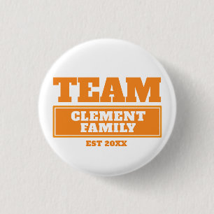 Badge Rond 2,50 Cm Bouton personnalisé famille ou équipe orange