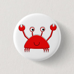 Badge Rond 2,50 Cm Bouton Petit Crabe rouge