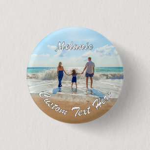 Badge Rond 2,50 Cm Bouton photo Cadeau avec texte et nom personnalisé