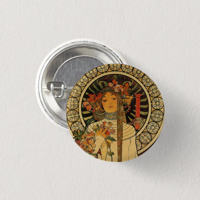 Badge Rond 2,50 Cm Bouton Pinback Art Nouveau (Devant & derrière)