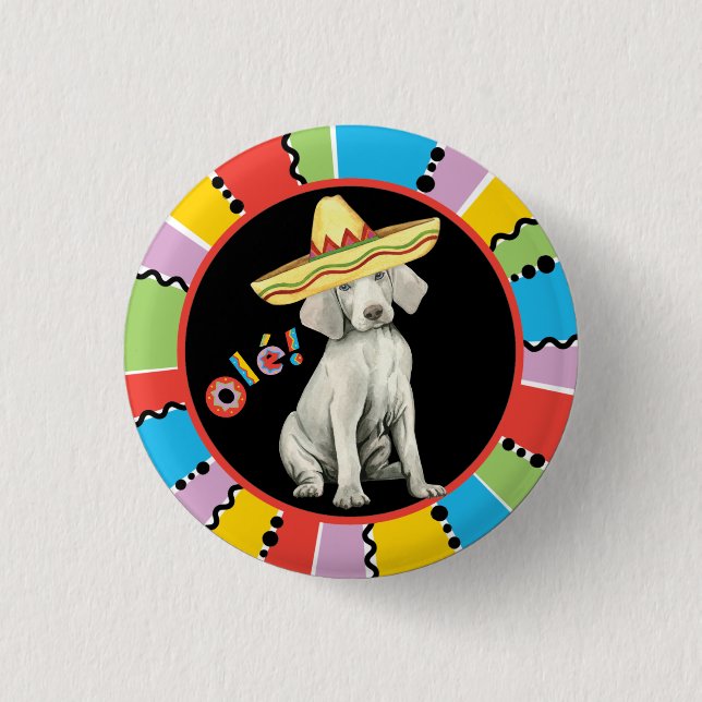 Badge Rond 2,50 Cm Bouton Pinback de Fiesta Weimaraner (Devant)