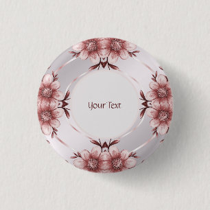 Badge Rond 2,50 Cm Bouton Pinback rose floral
