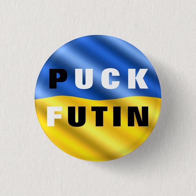 Badge Rond 2,50 Cm Bouton Puck Foutine Le drapeau ukrainien soutient  (Devant)