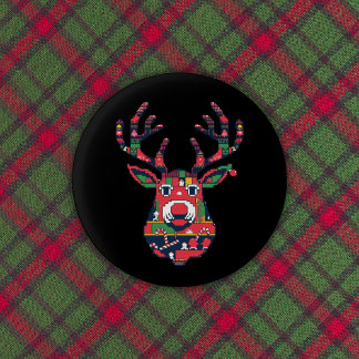 Badge Rond 2,50 Cm Bouton Pull de Noël Rétro Pixel Renne