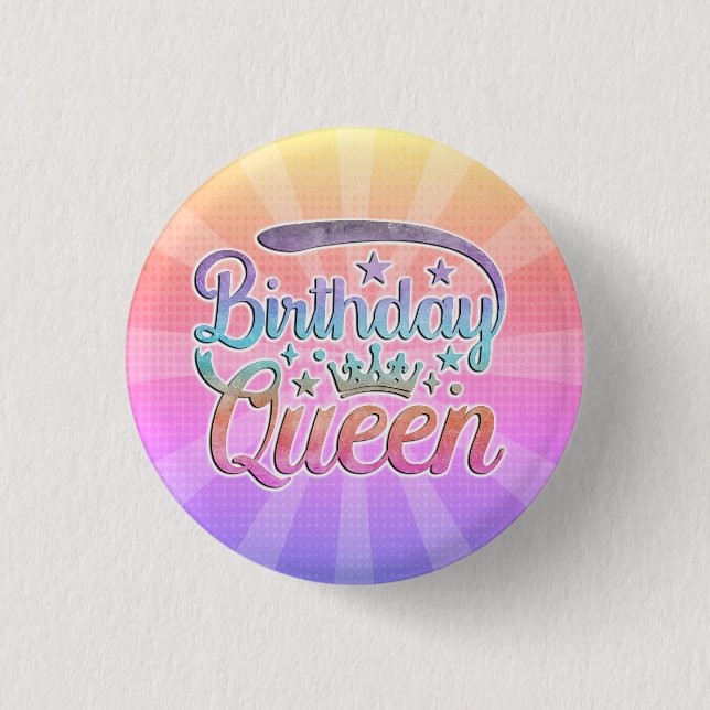 Badge Rond 2,50 Cm Bouton Reine Anniversaire (Devant)