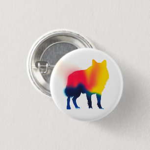 Badge Rond 2,50 Cm Bouton rond couleur peinture Spray Wolf Silhouette